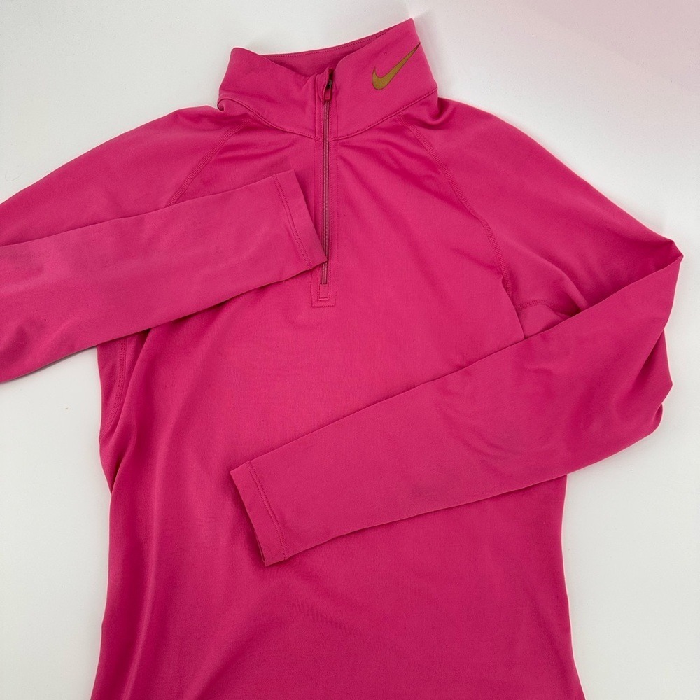 NIKE Combat Pink Fleece Medium Fitted DRI-Fit Quarter Zip